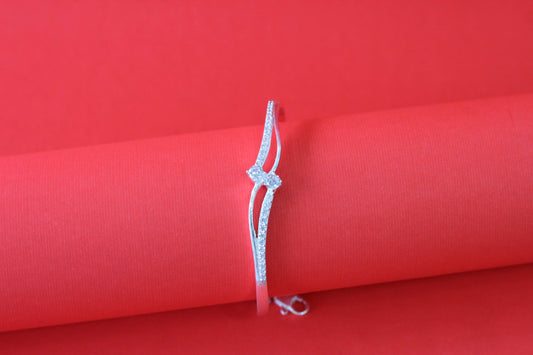 Elegant Silver Kada with CZ Stones