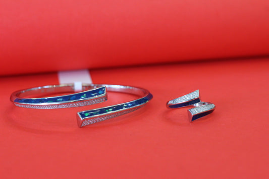 Elegant Sterling Silver Kada & Ring Combo Set