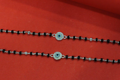 Silver nazariya with round evil-eye centerpiece