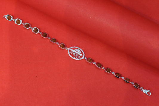 Pure Silver Rudraksha Bracelet with kanha letter Charm