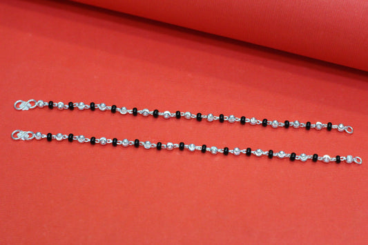 Silver nazariya one black beed and one silver ball