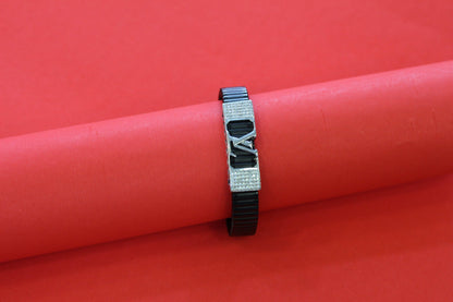 Stylish Rolex-Style Belt with Silver " louis vuitton "Charm – Men's Fashion Accessory