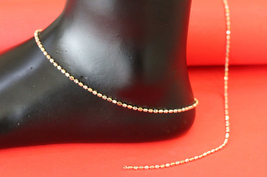 Elegant Rose-Toned Sterling Silver Anklet