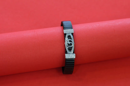 Stylish Rolex-Style Belt with Silver Om Charm – Men's Fashion Accessory