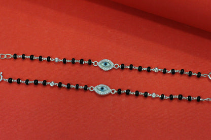 Silver nazariya with evil-eye centerpiece