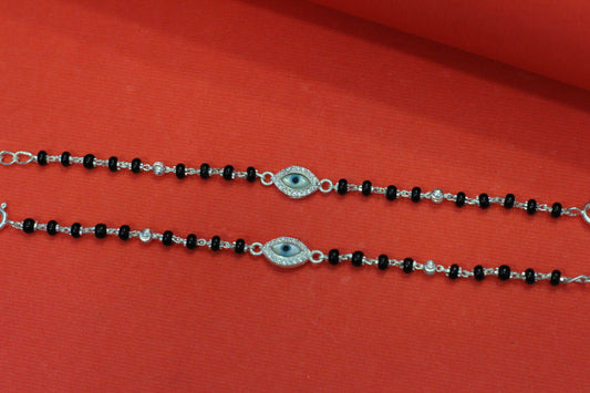 Silver nazariya with evil-eye centerpiece