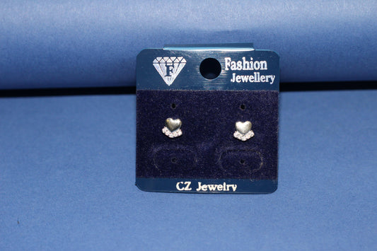 Sparkling two tone Heart-Shaped Italian 925 Silver Tops Earrings