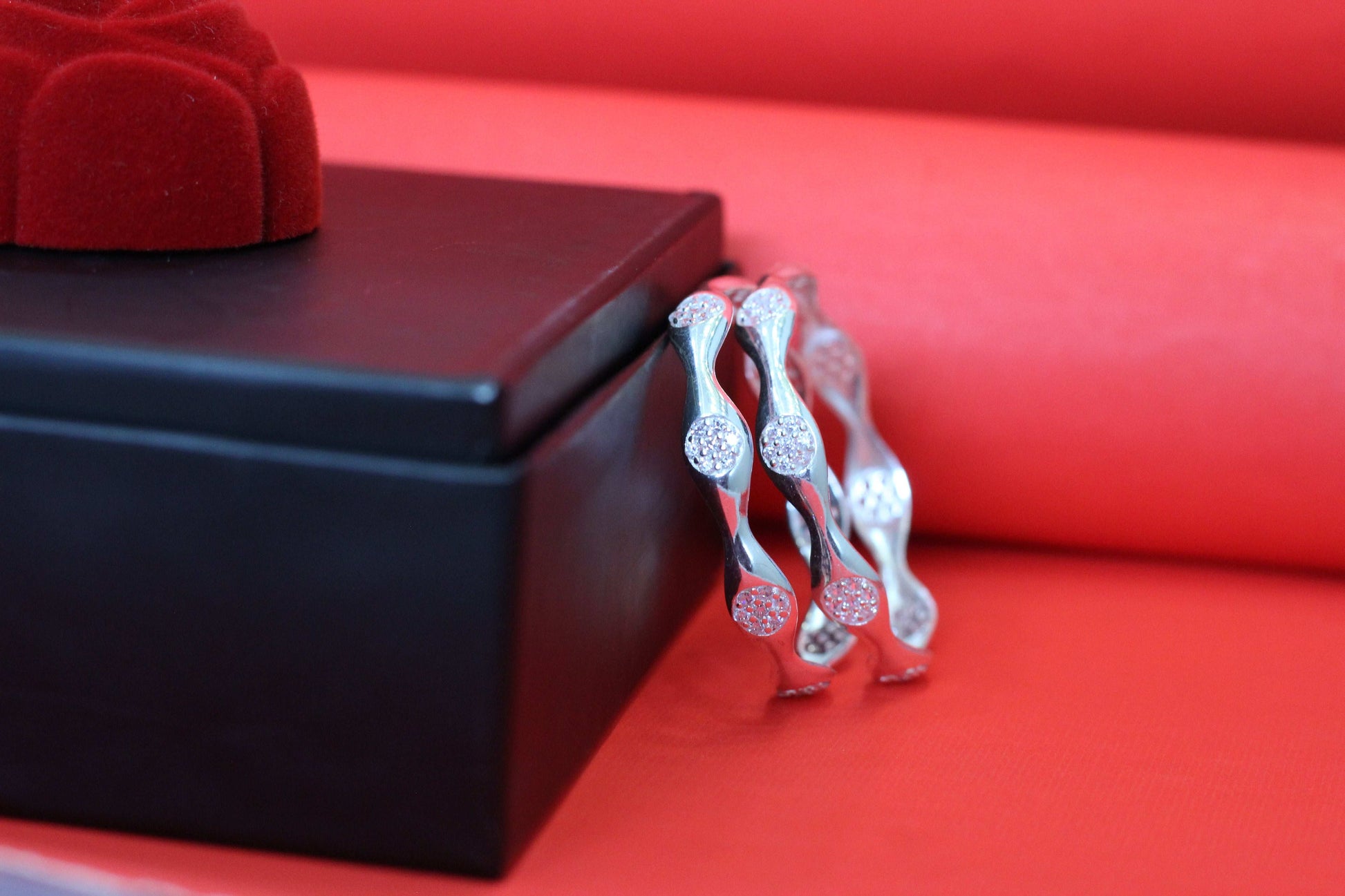 Moonlit Waves Silver Bangles for kids