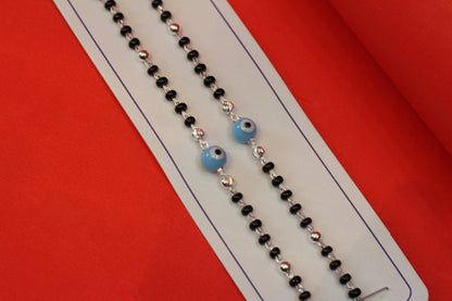 Sky blue evil eye Silver Baby Nazariya Bracelet (Pair)