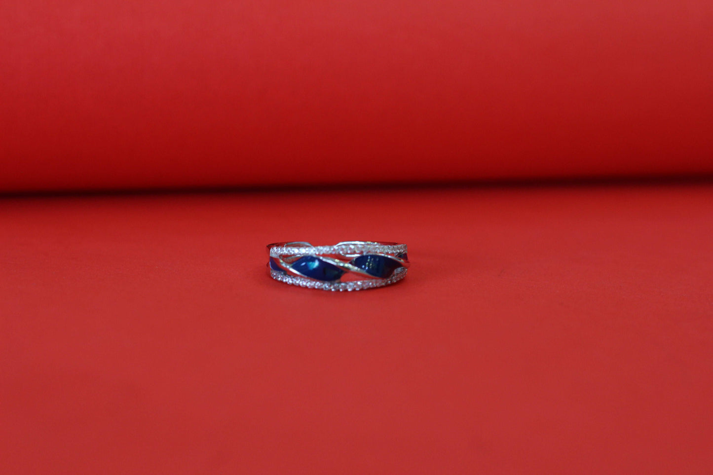Sterling Silver Kada & Ring Combo with Blue Enamel Work