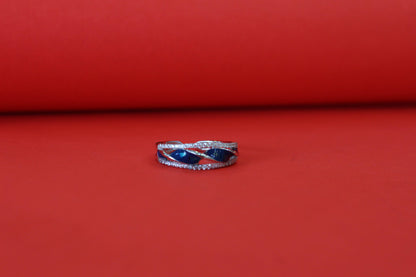 Sterling Silver Kada & Ring Combo with Blue Enamel Work