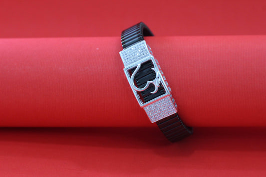 Stylish Rolex-Style Belt with Silver Om Charm – Men's Fashion Accessory