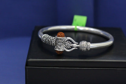 Pure Silver Ganesha Rudraksha Kada Bracelet for Men & Women