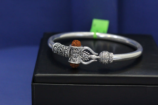 Pure Silver Ganesha Rudraksha Kada Bracelet for Men & Women