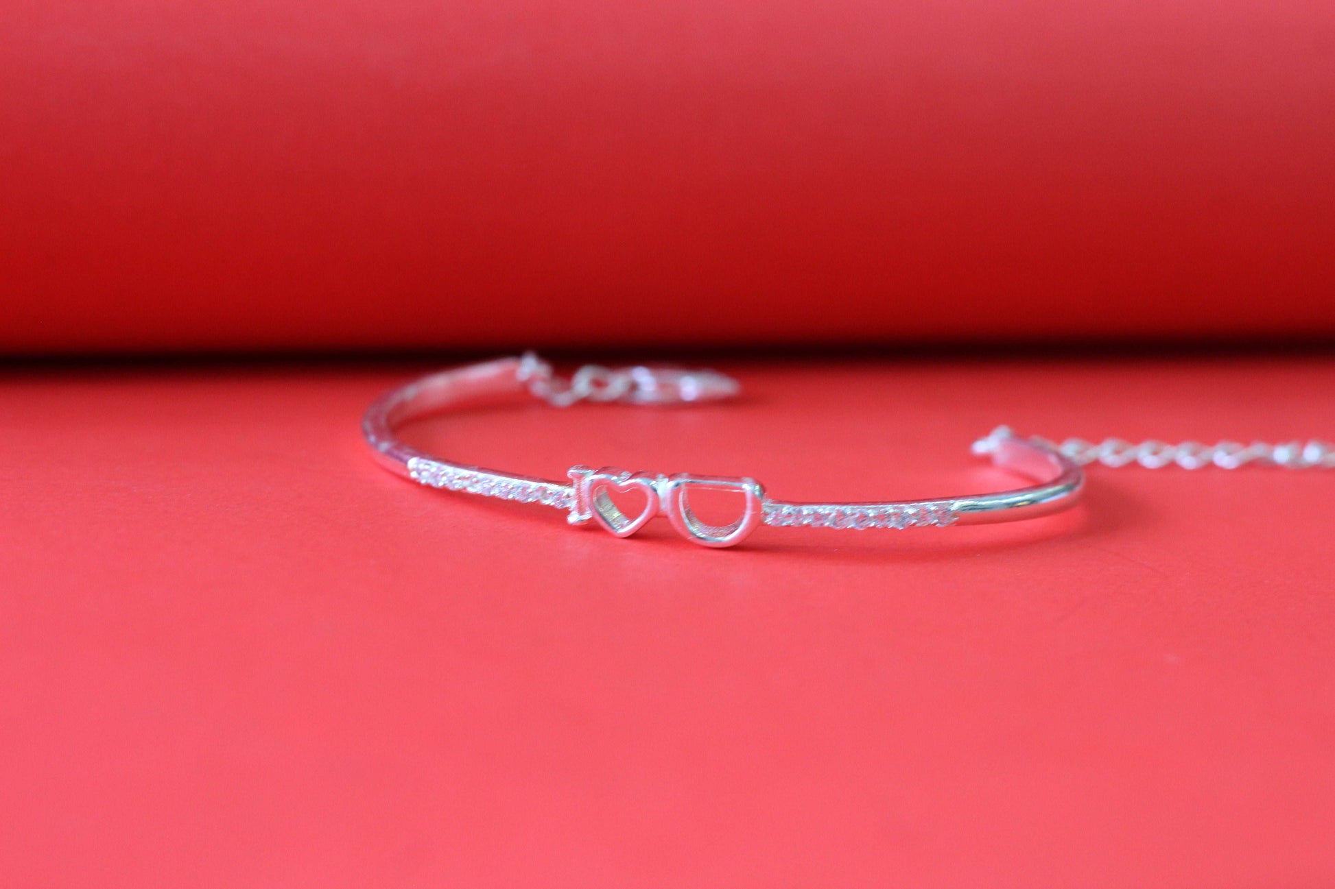Silver i love you Kada Bracelet