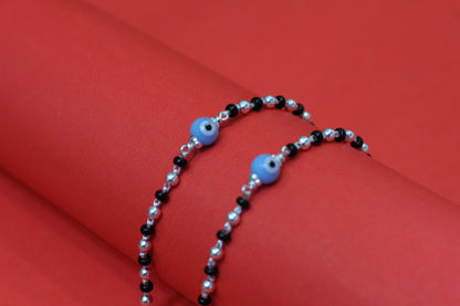 Sky blue evil eye Silver Baby Nazariya Bracelet (Pair)