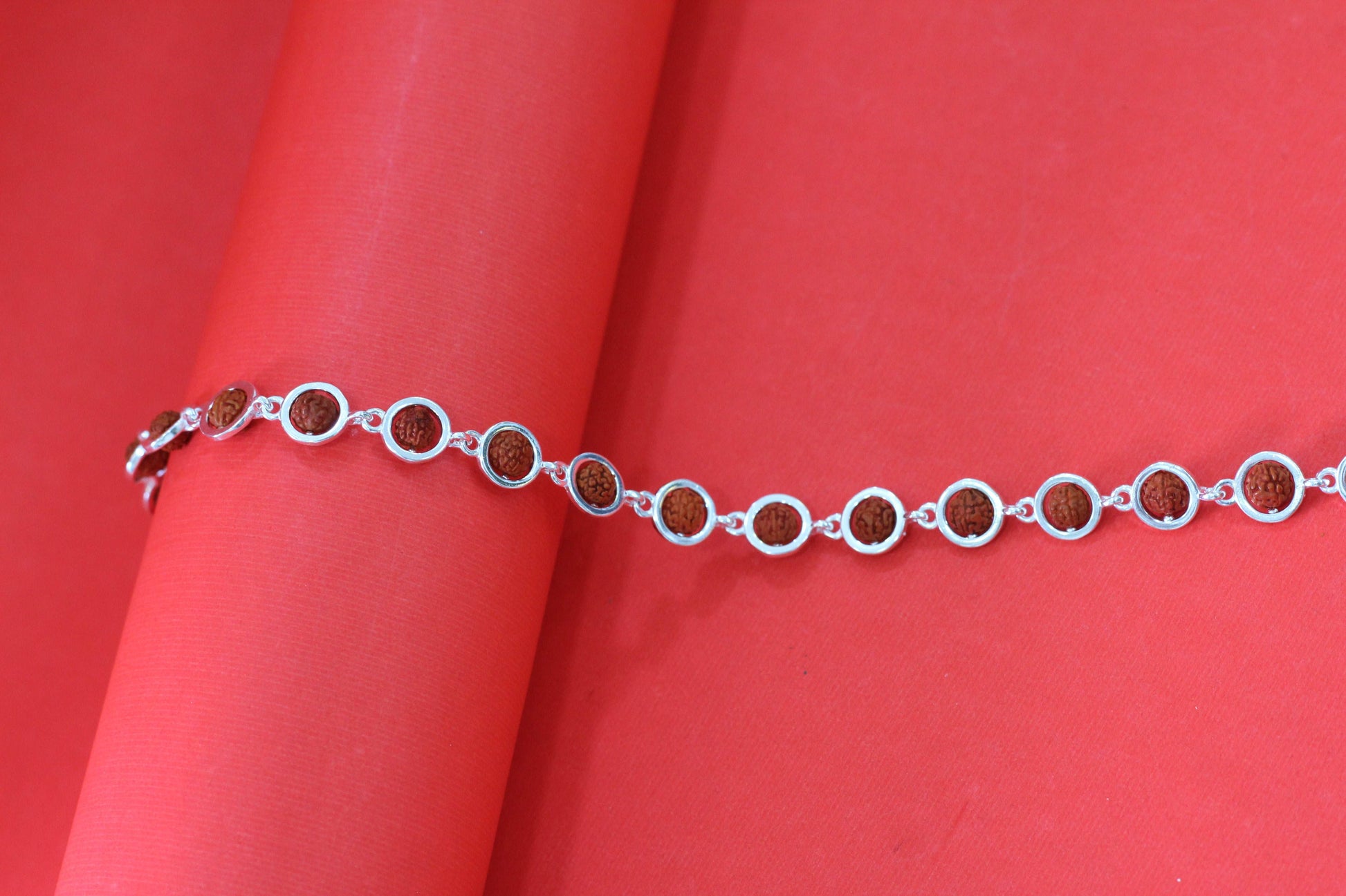 Silver Rudraksha Link Bracelet for Men & Women
