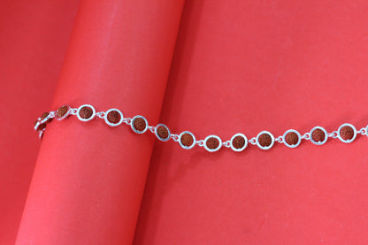Silver Rudraksha Link Bracelet for Men & Women
