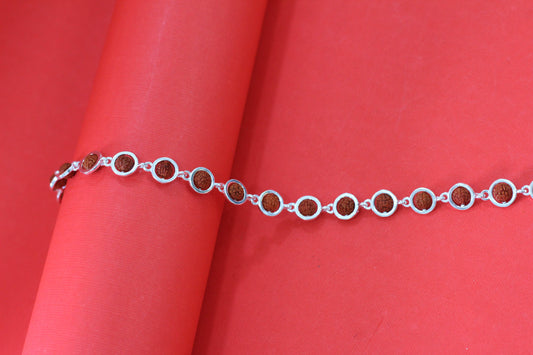 Silver Rudraksha Link Bracelet for Men & Women