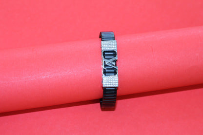 Stylish Rolex-Style Belt with Silver " louis vuitton "Charm – Men's Fashion Accessory