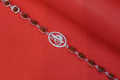 Pure Silver Rudraksha Bracelet with kanha letter Charm