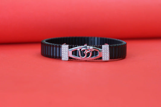 Stylish Rolex-Style Belt with Silver Om Charm – Men's Fashion Accessory