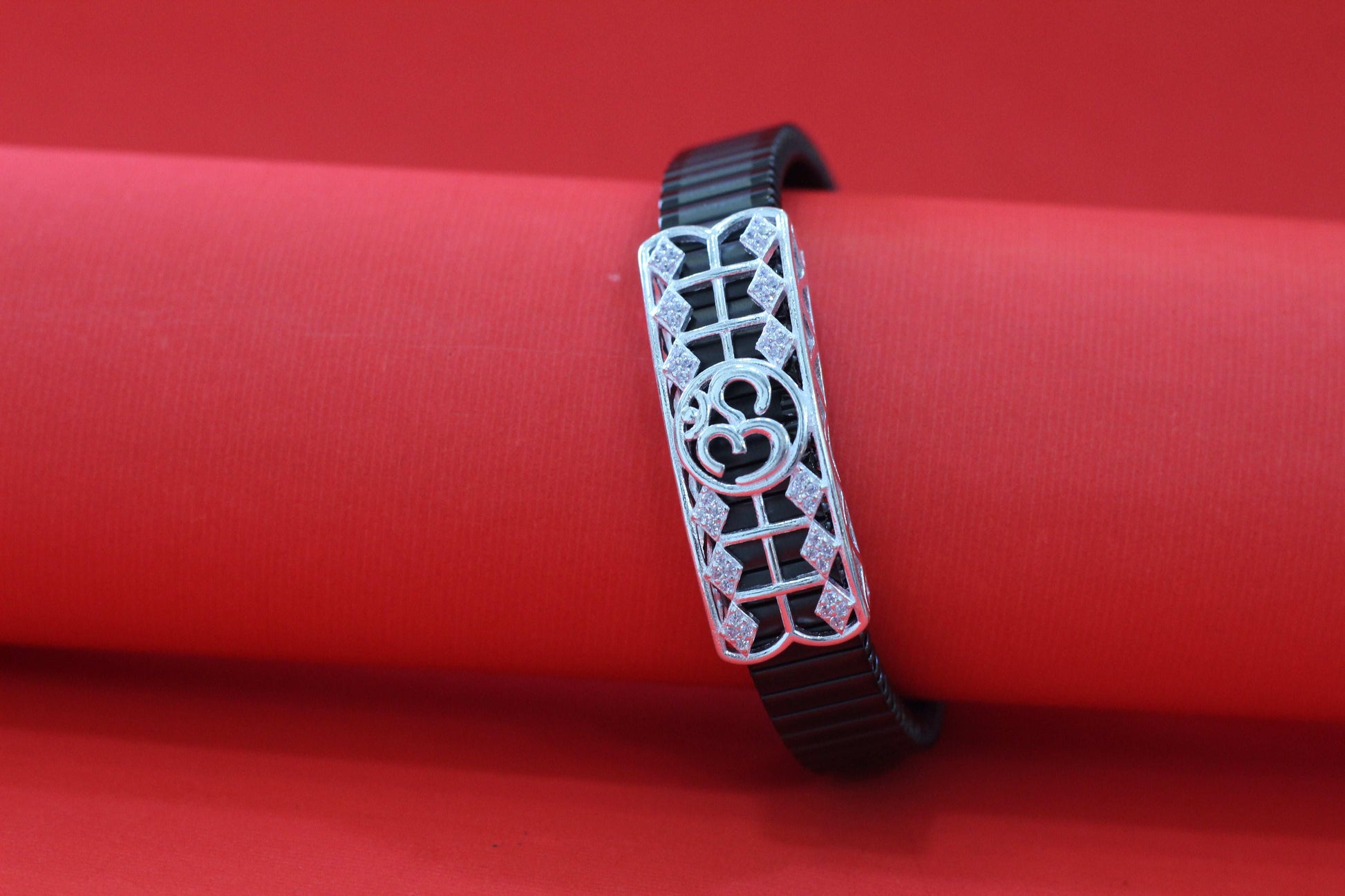 Stylish Rolex-Style Belt with Silver Om Charm – Men's Fashion Accessory