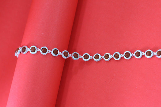 Silver Rudraksha Link Bracelet for Men & Women