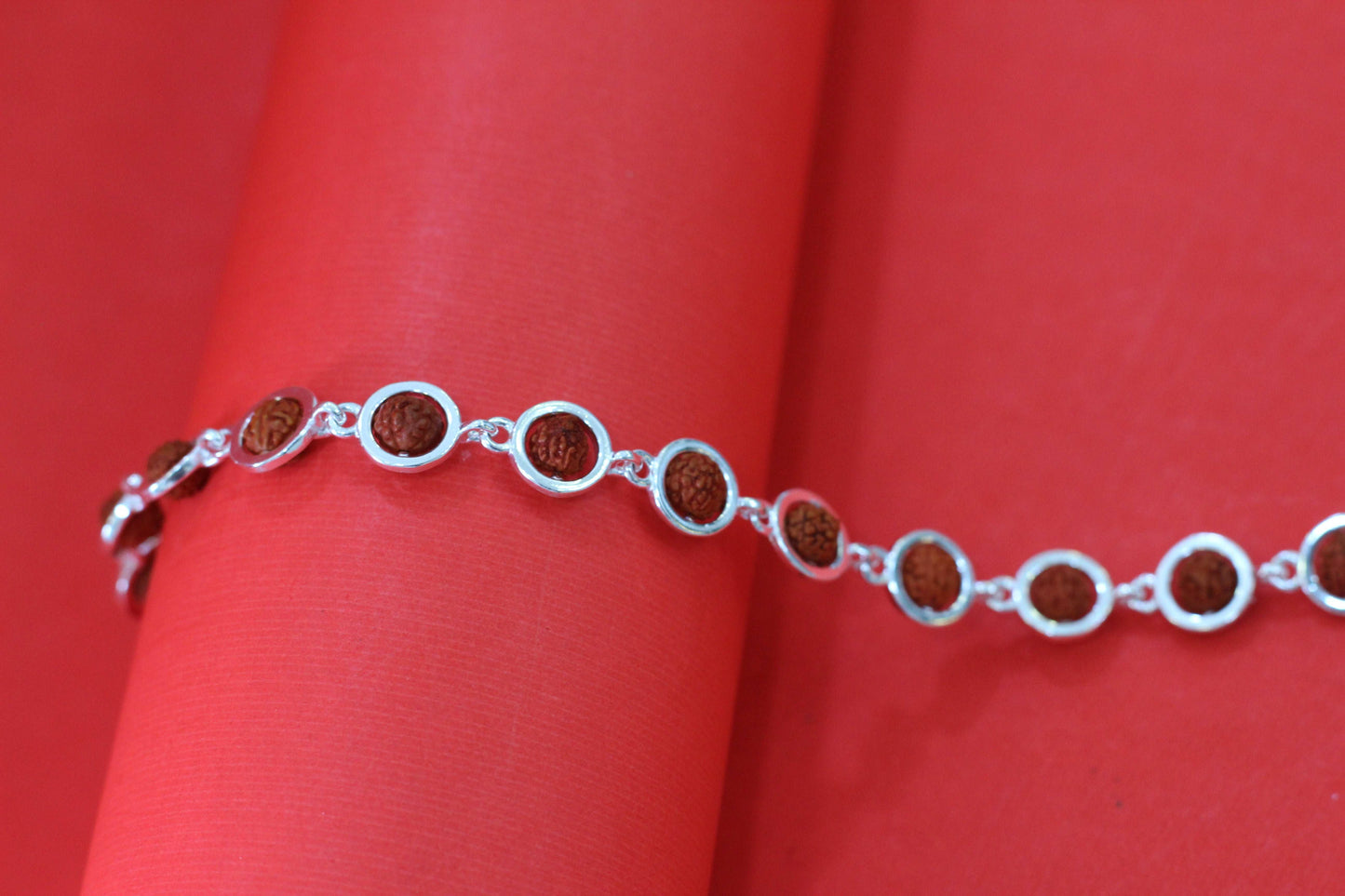 Silver Rudraksha Link Bracelet for Men & Women