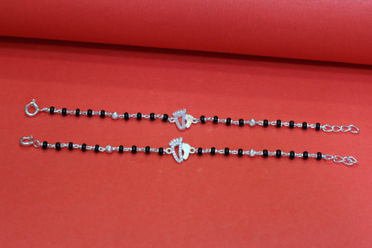 Silver Nazariya Bracelet for Kids – Cute Footprint Charm