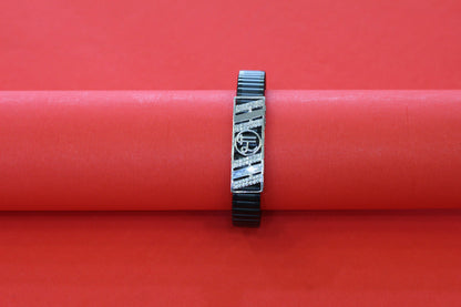 Stylish Rolex-Style Belt with Silver hindi "shree" letter Charm – Men's Fashion Accessory