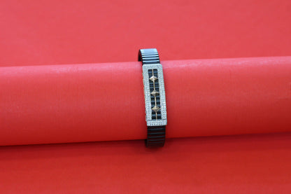 Stylish Rolex-Style Belt with Silver square Charm – Men's Fashion Accessory