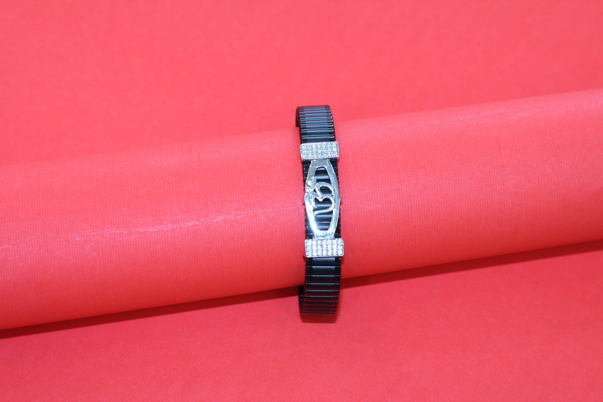 Stylish Rolex-Style Belt with Silver Om Charm – Men's Fashion Accessory
