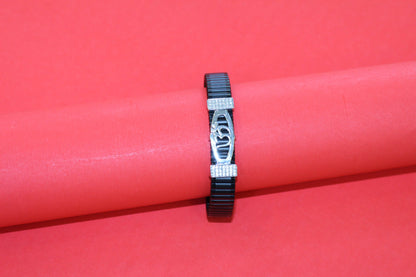 Stylish Rolex-Style Belt with Silver Om Charm – Men's Fashion Accessory