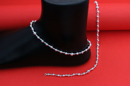Aavika Zever silver anklet for women multi color beeds