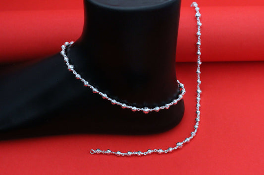 Aavika Zever silver anklet for women multi color beeds