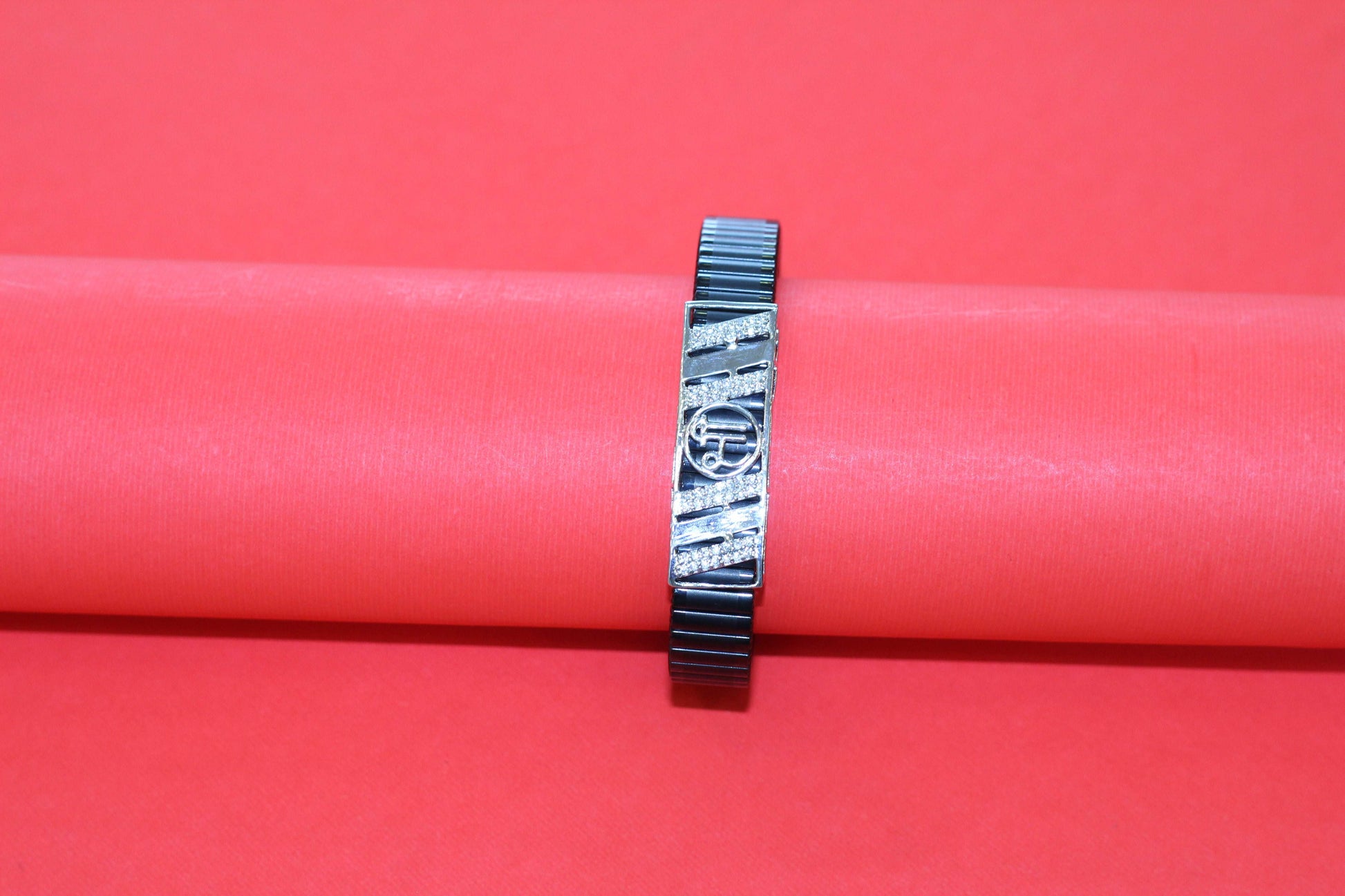 Stylish Rolex-Style Belt with Silver hindi "shree" letter Charm – Men's Fashion Accessory
