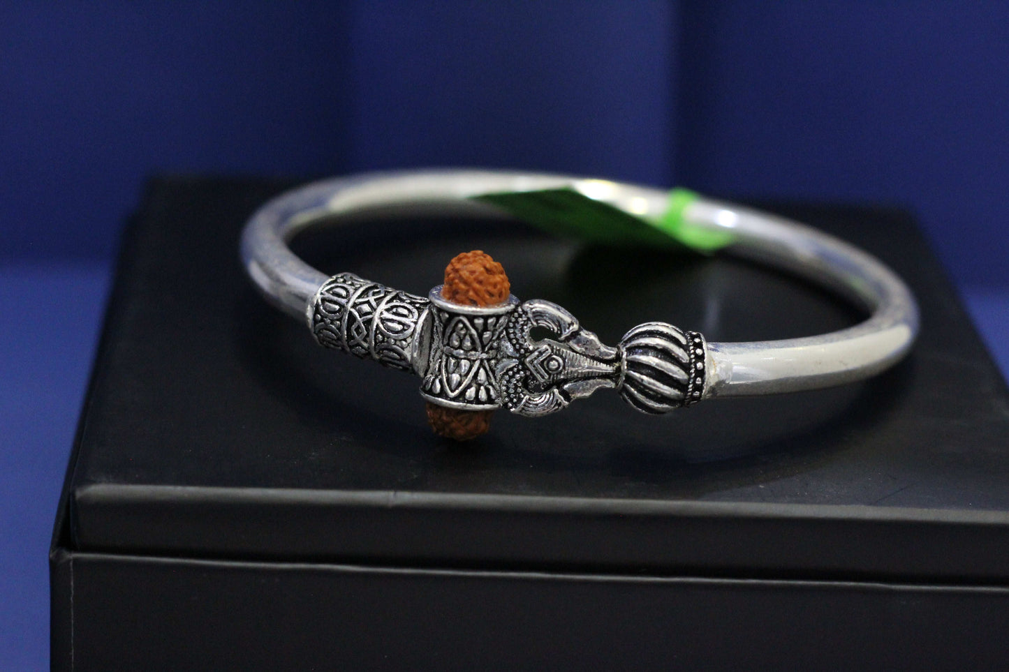 Pure Silver Ganesha Rudraksha Kada Bracelet for Men & Women