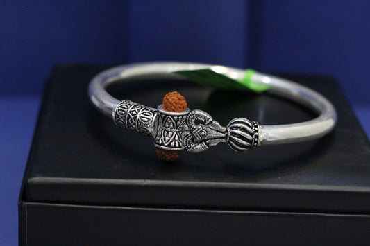 Pure Silver Ganesha Rudraksha Kada Bracelet for Men & Women