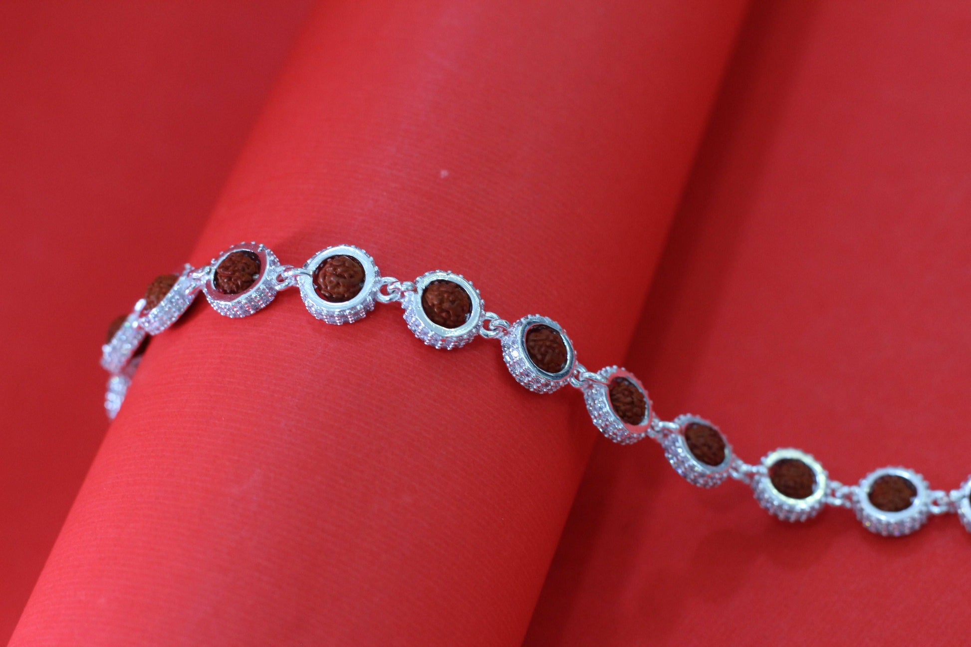 Silver Rudraksha Link Bracelet for Men & Women