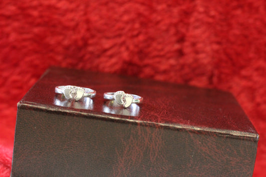 Silver Adjustable Toe Rings for Women | footprint Design | pair | Daily Wear Silver Bichiya