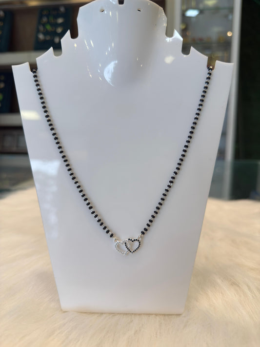 Elegant Double Heart Silver Mangalsutra