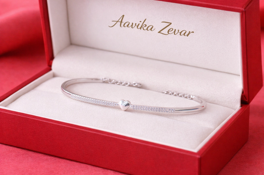 Silver Heart Kada Bracelet