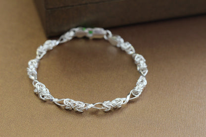 Silver Men’s Bracelet | Stylish Interlinked Knot Chain Bracelet for Men | Classic Daily Wear Silver Kada Bracelet