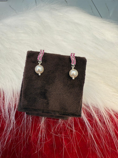 Aavika Zevar Sterling Silver Pearl Stud Earrings for Women & Girls | Elegant Teardrop Design