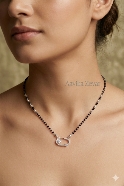 Modern Silver Mangalsutra with Minimal Pendant
