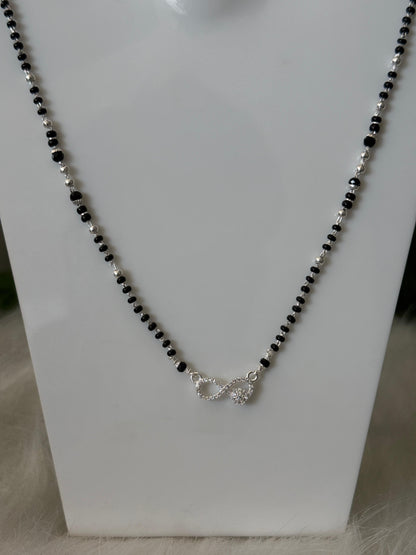 Aavikazevar 925 Sterling Silver Mangalsutra for Women | Daily Wear Black Bead Chain with Elegant infinit Pendant | Lightweight & Skin-Friendly