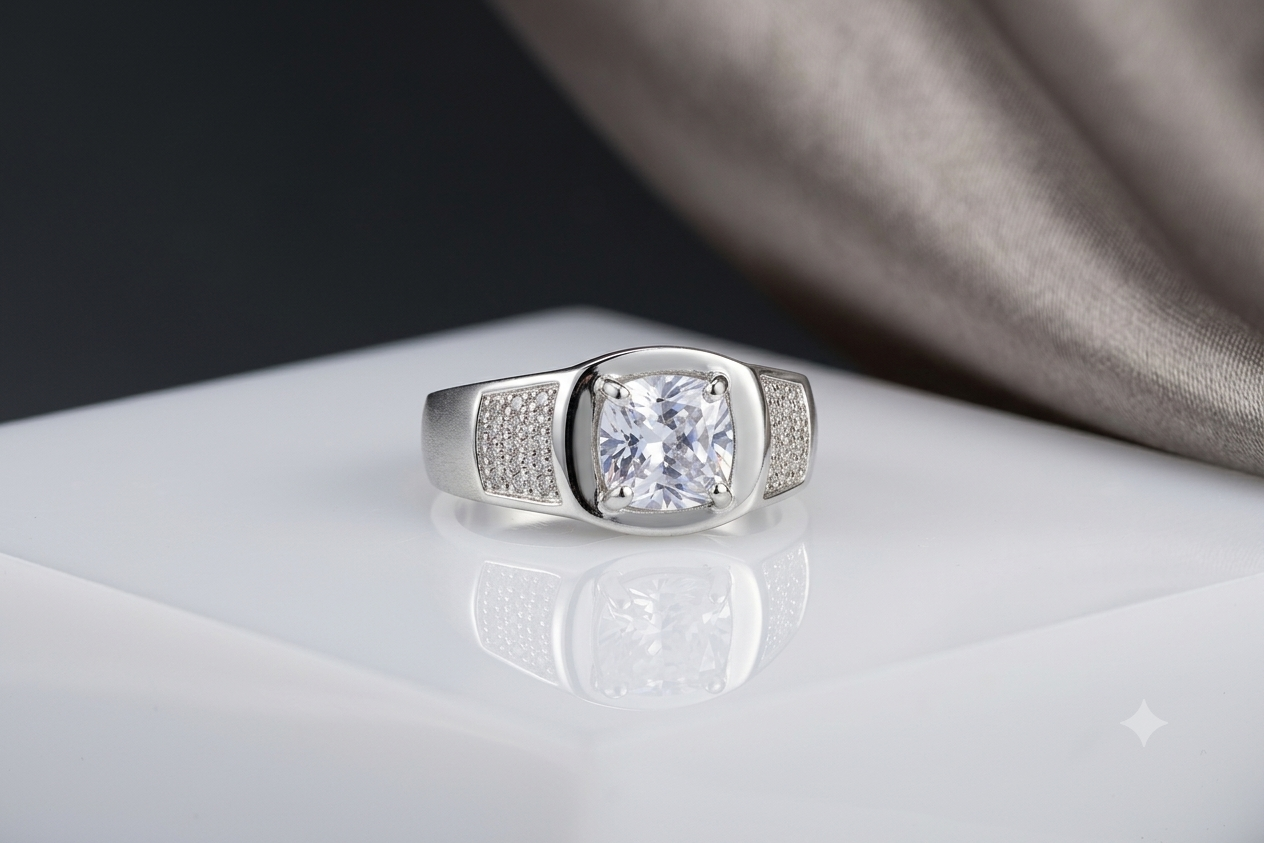 Classic Italian 925 Silver Statement Ring for Men