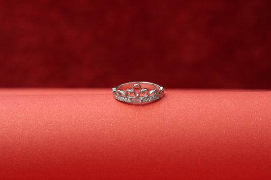 Classic Sterling Silver CZ Ring for Girls crown design Minimal & Elegant Party Wear Ring
