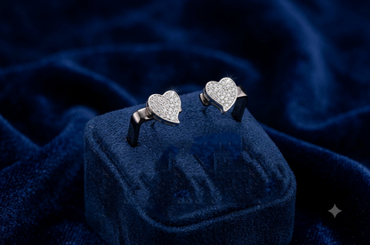 Sparkling Heart-Shaped Italian 925 Silver Tops Earrings